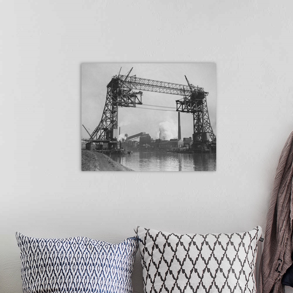 A bohemian room featuring The new suspension bridge being built over the River Tees at Newport in Middlesbrough. It is only...