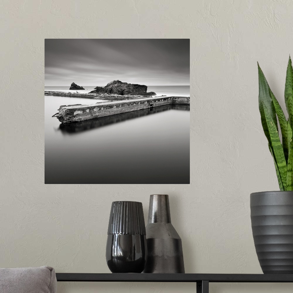 A modern room featuring Sutro Baths in San Francisco - popular place for tourists.