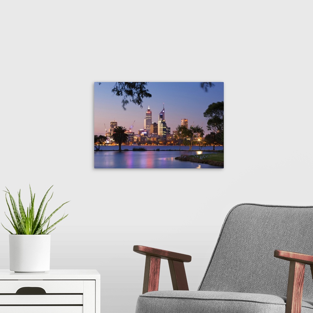 A modern room featuring Swan River And James Mitchell Park At Dusk