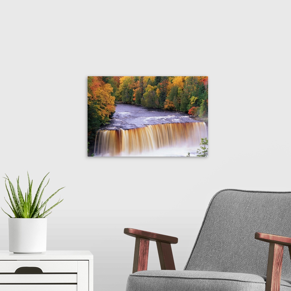 A modern room featuring Tahquamenon Falls In Autumn