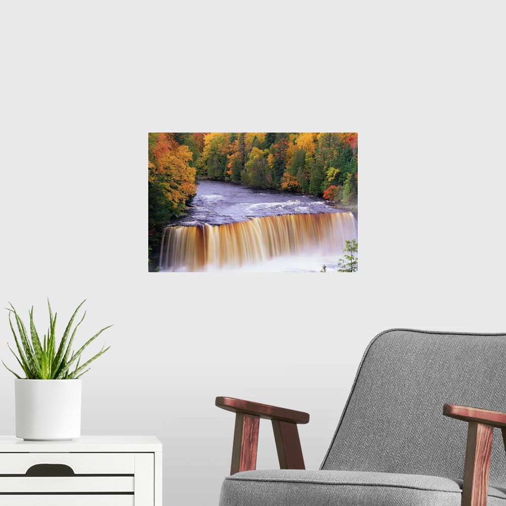 A modern room featuring Tahquamenon Falls In Autumn