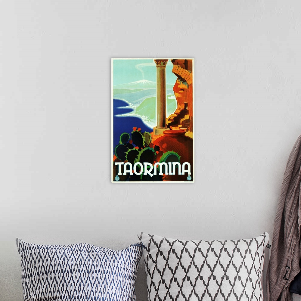 A bohemian room featuring Taormina Poster