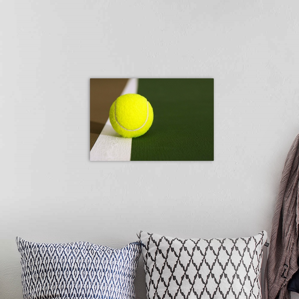 A bohemian room featuring Tennis Ball On White Boundary Stripe