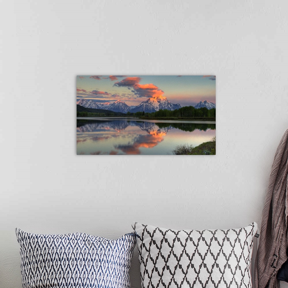 A bohemian room featuring Sunrise at Oxbow Bend, Grand Teton National Park
