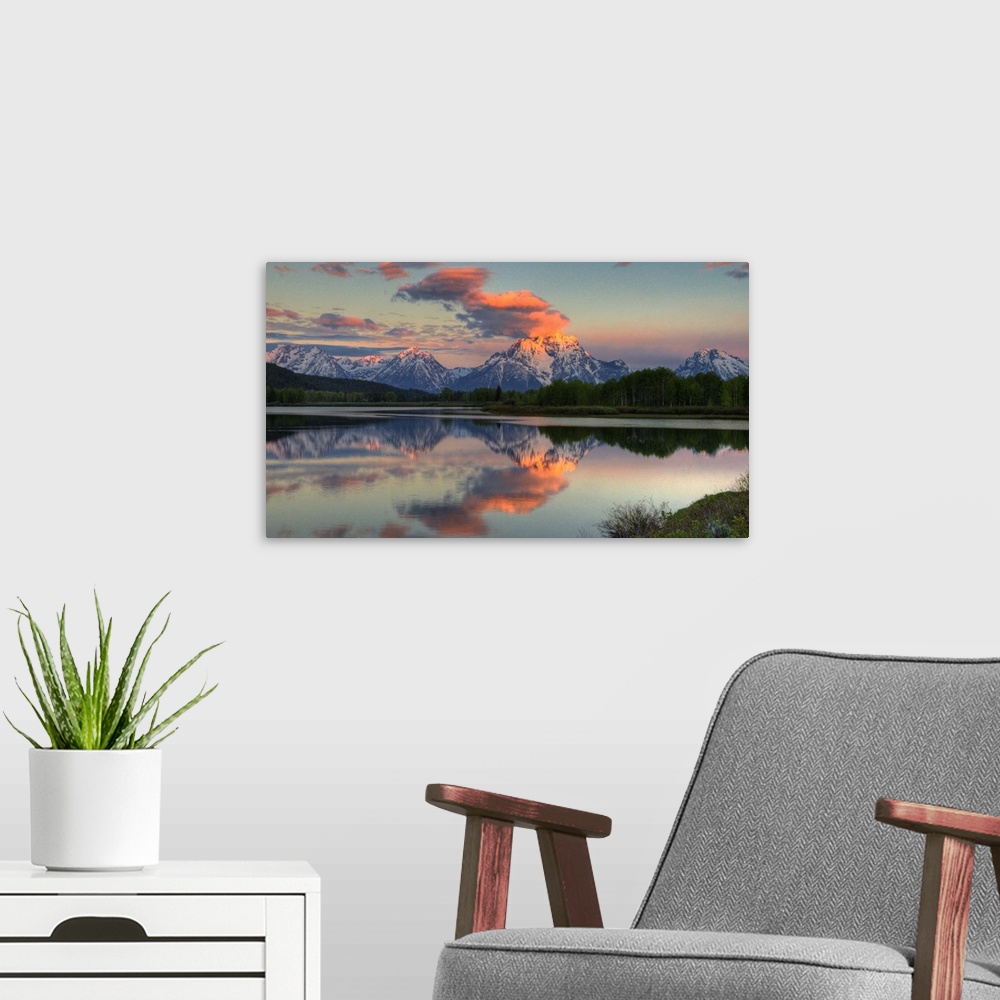 A modern room featuring Sunrise at Oxbow Bend, Grand Teton National Park
