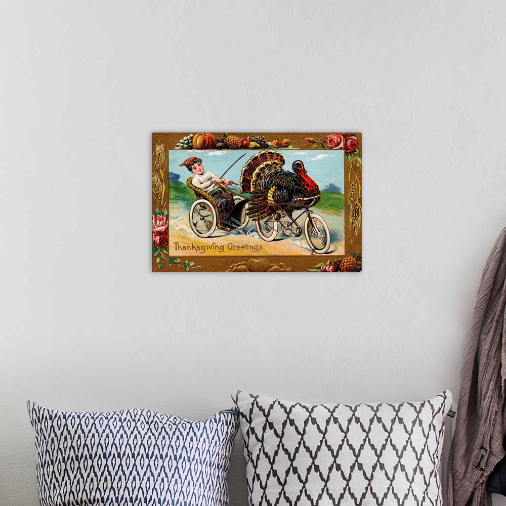 A bohemian room featuring Thanksgiving Greetings Postcard By Frances Brundage