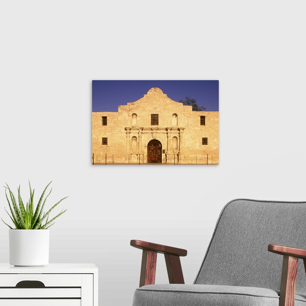 A modern room featuring The Alamo, late afternoon, San Antonio, TX