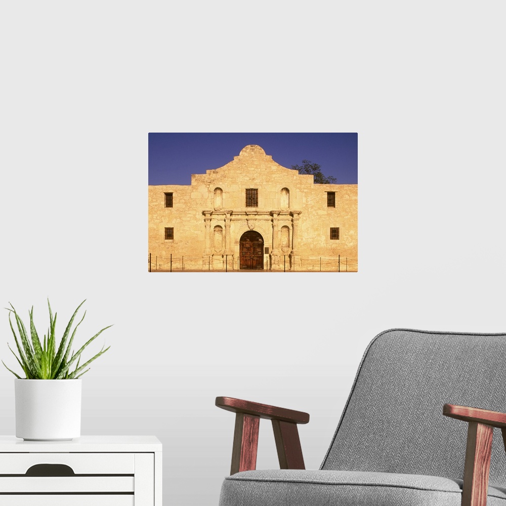 A modern room featuring The Alamo, late afternoon, San Antonio, TX