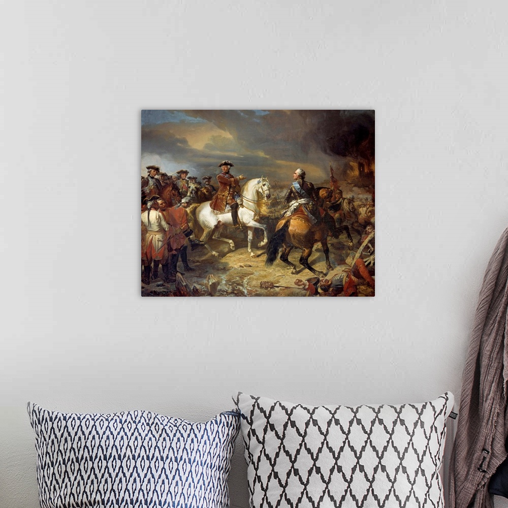 A bohemian room featuring The Battle of Lauffeld (or Lawfeld) won by the Marshal Maurice de Saxe, 27 July 1747. Victory of ...