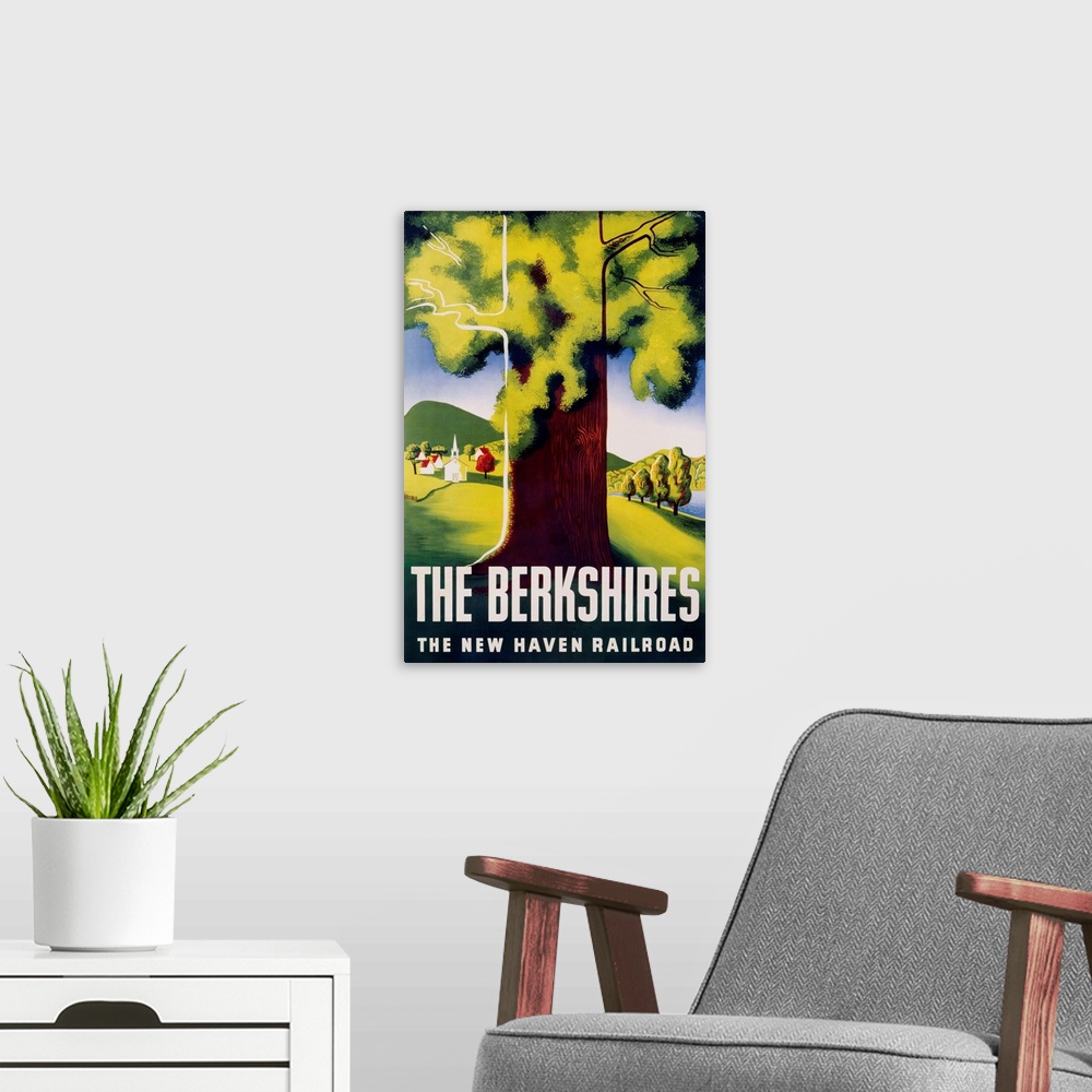 A modern room featuring The Berkshires Poster By Ben Nason
