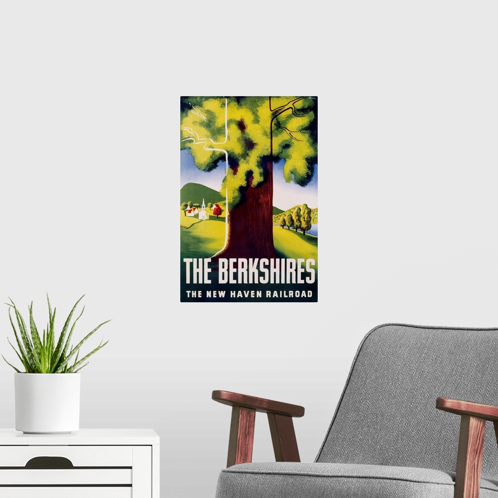 A modern room featuring The Berkshires Poster By Ben Nason
