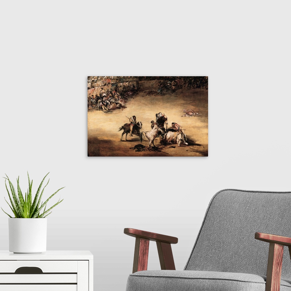 A modern room featuring The Bullfight By Francisco De Goya
