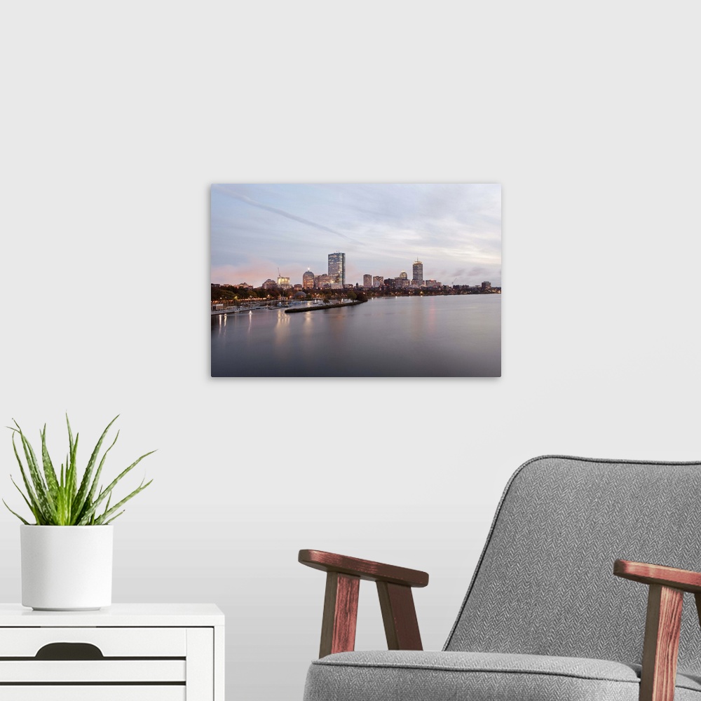 A modern room featuring The Charles River, Boston