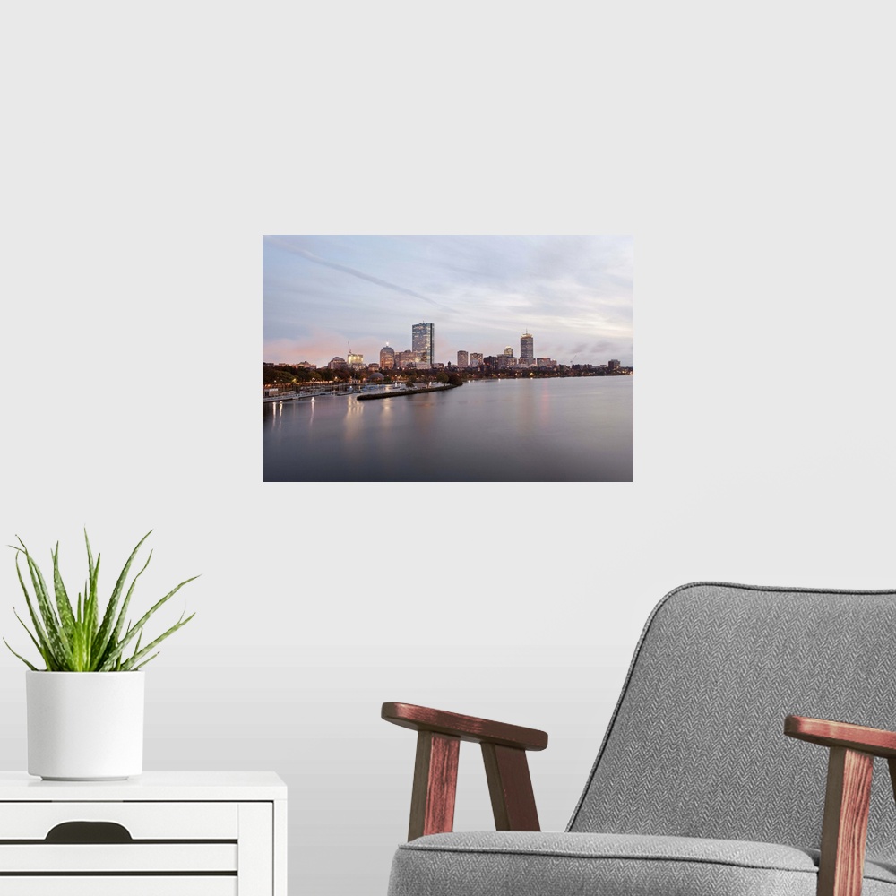 A modern room featuring The Charles River, Boston