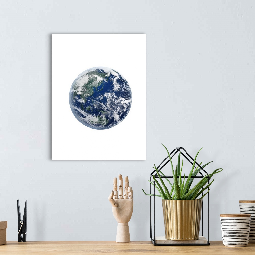 A bohemian room featuring The earth, computer graphic, white background, cut out