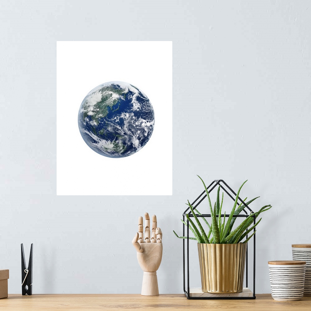 A bohemian room featuring The earth, computer graphic, white background, cut out