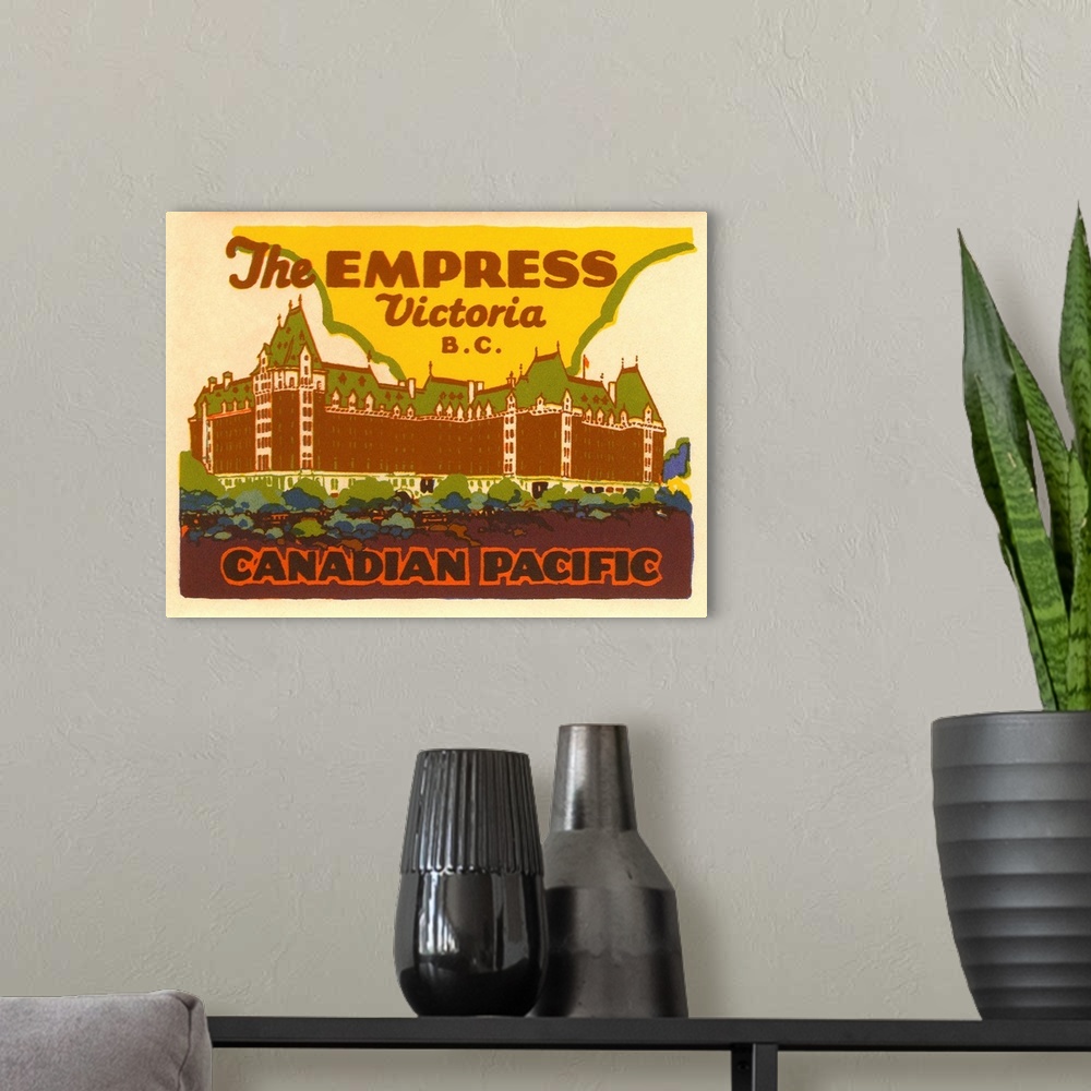 A modern room featuring The Empress Luggage Label