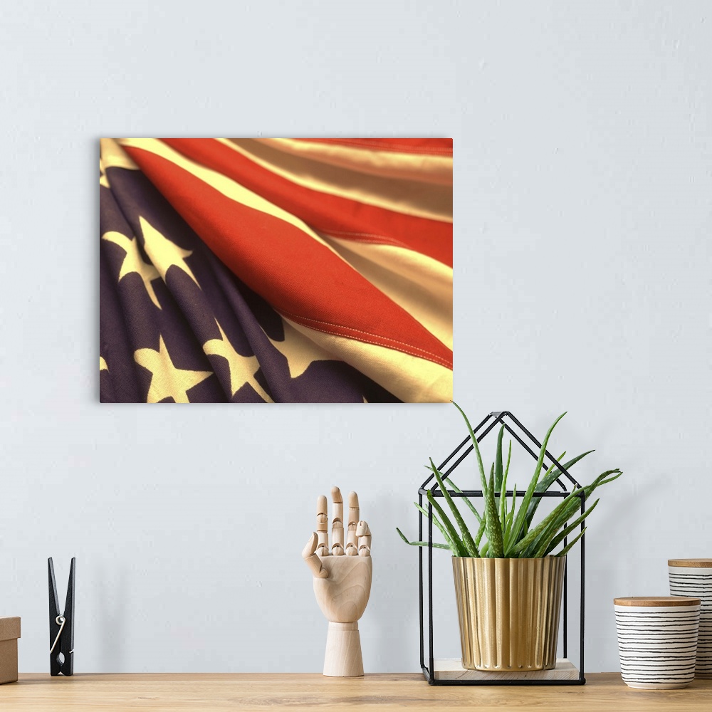 A bohemian room featuring The flag of the USA
