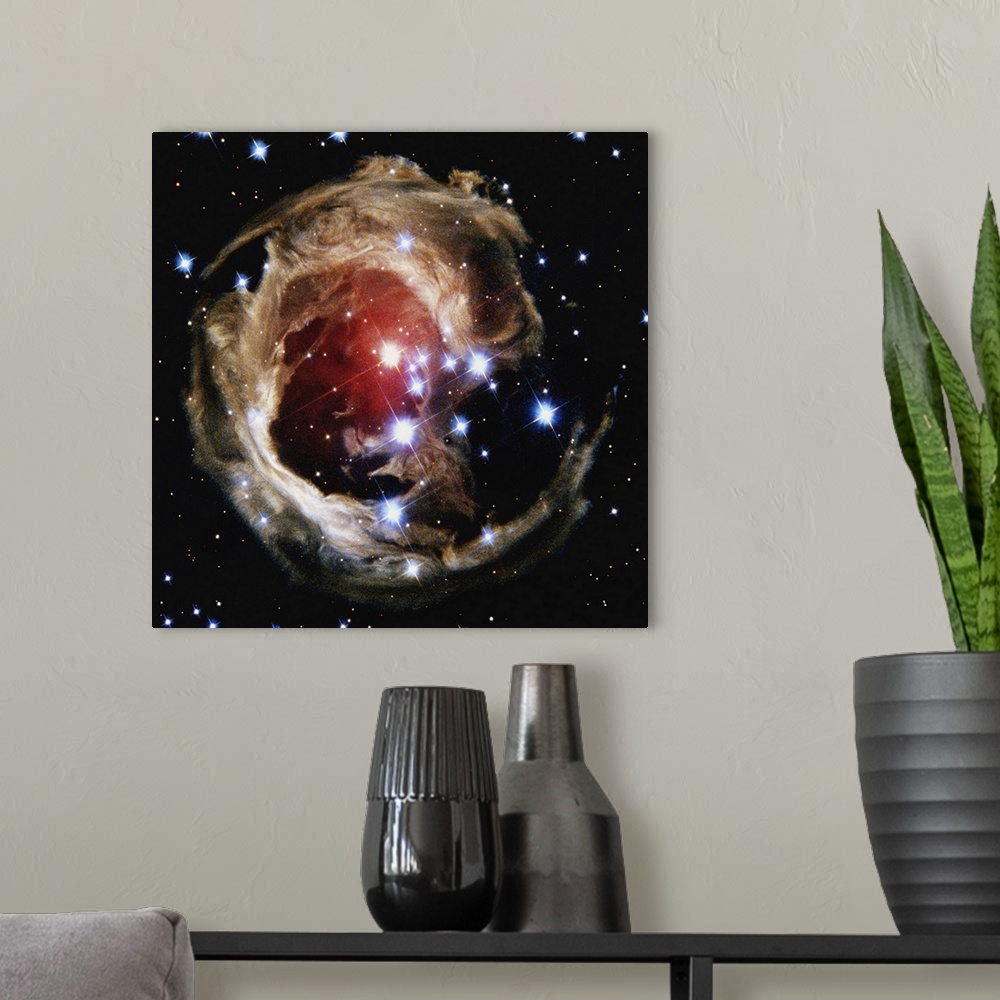 A modern room featuring The flashes of light visible in front of V838 Monocerotis are caused by light echo.