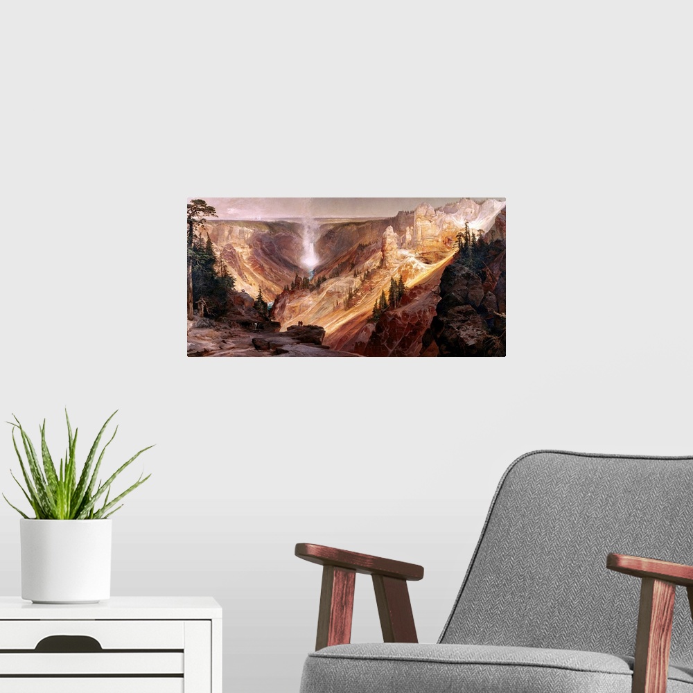 A modern room featuring The Grand Canyon Of The Yellowstone By Thomas Moran