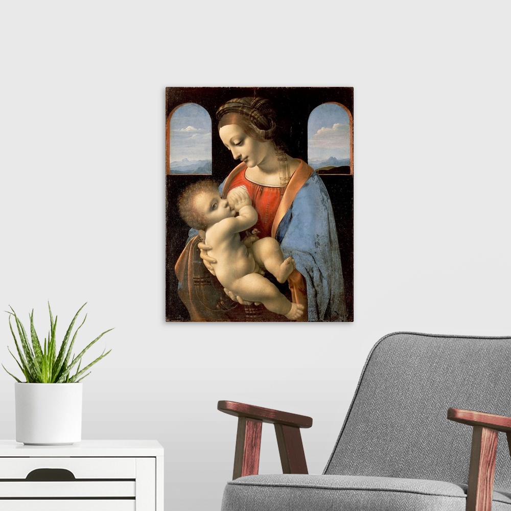 A modern room featuring Circa 1490-1491. Tempera on canvas, transferred from panel. 17 x 13 inches (42 x 33 cm). Located ...