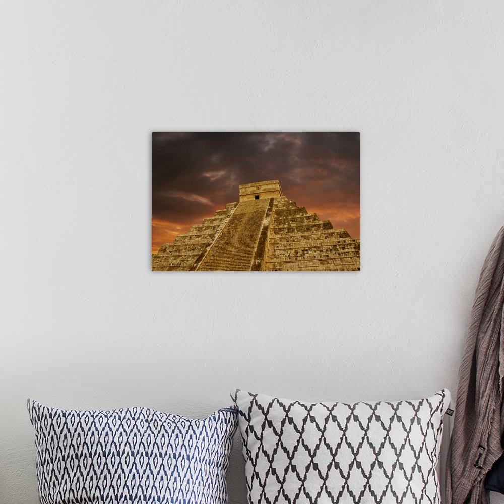A bohemian room featuring The Mayan monument of Chichen Itza Pyramid