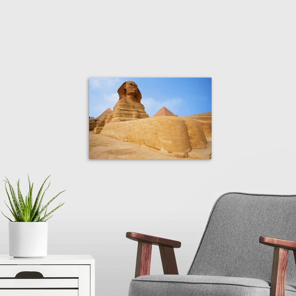 A modern room featuring The Sphinx at the Giza pyramid of Chephren, Egypt