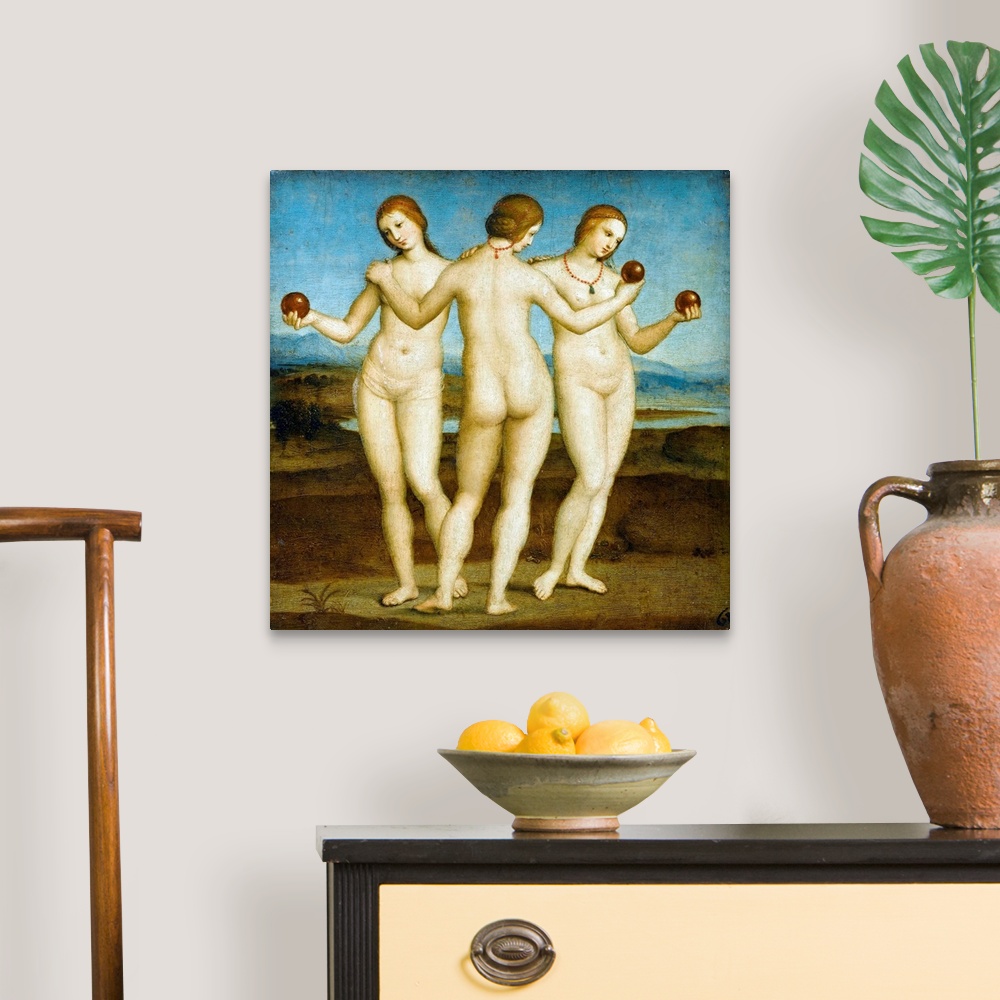 A traditional room featuring The Three Graces By Raphael