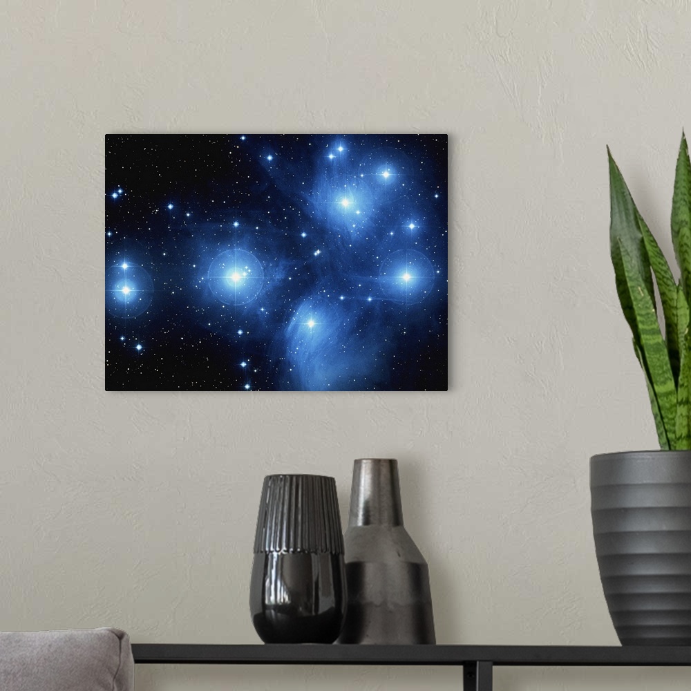A modern room featuring This cluster of stars is also known as the Seven Sisters.