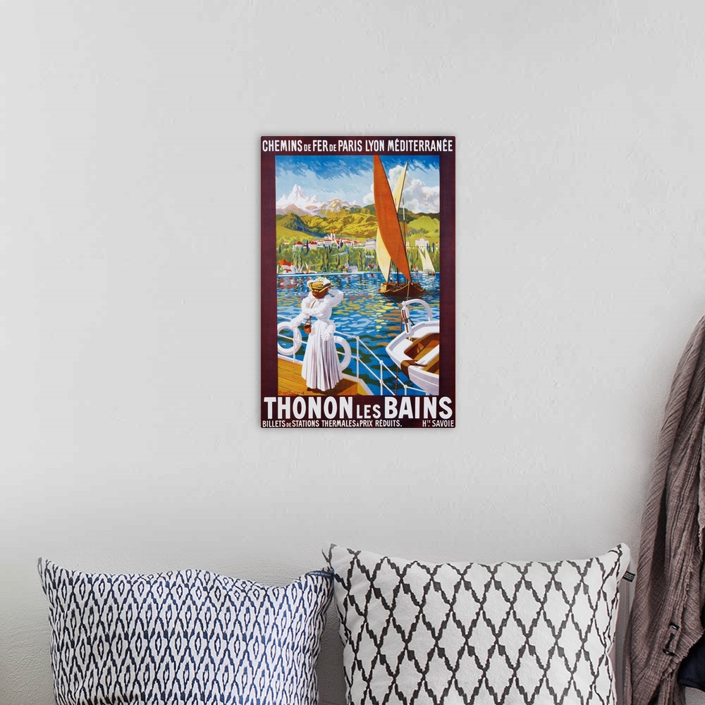 A bohemian room featuring Thonon Les Bains Poster By Robert Boullier