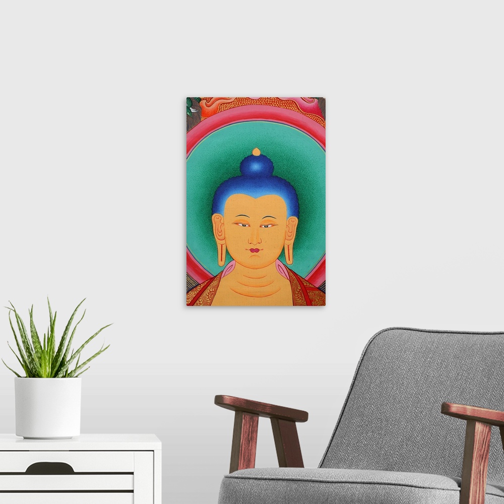 A modern room featuring Tibetan Buddha Tanka