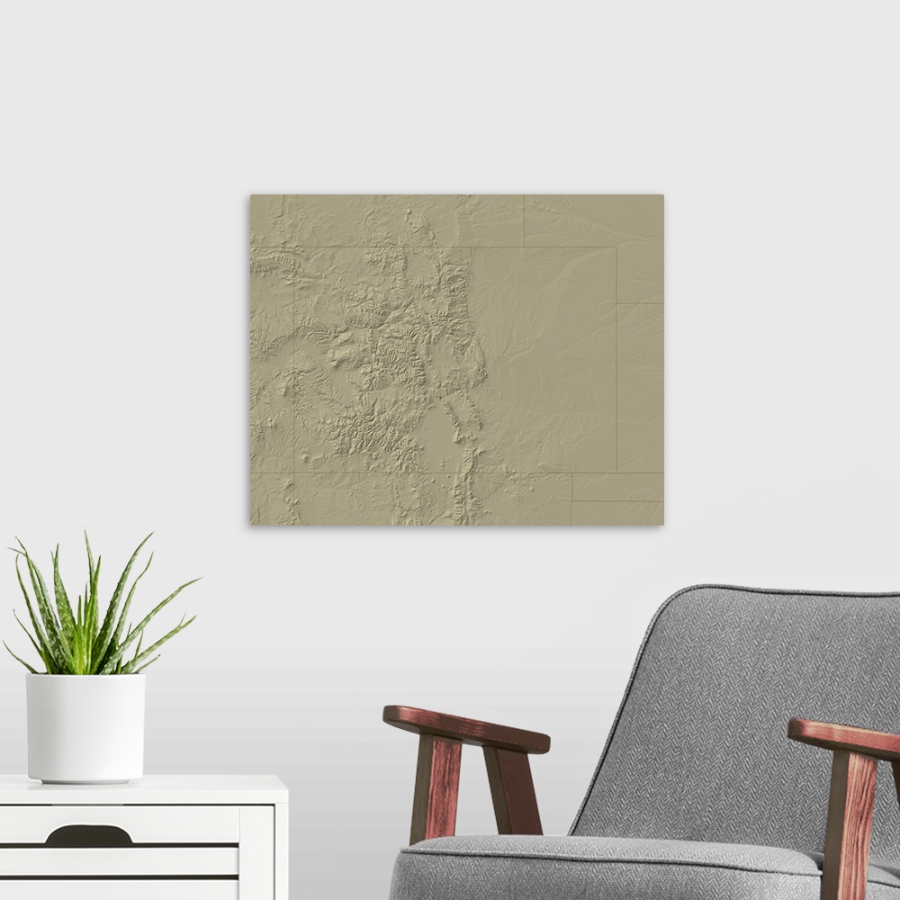 A modern room featuring Topographic Map of Colorado