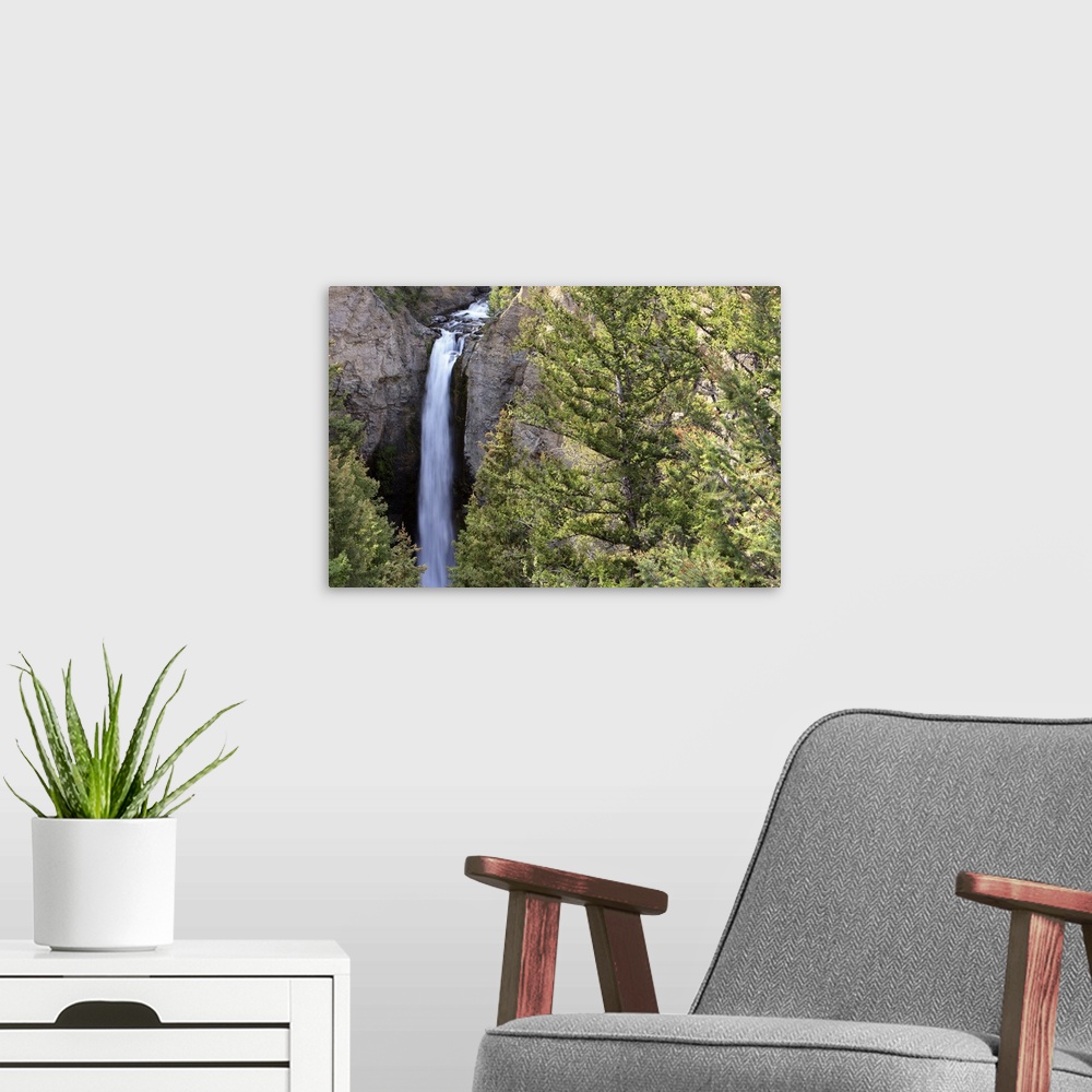 A modern room featuring Tower Falls, Yellowstone National Park, Wyoming, USA.
