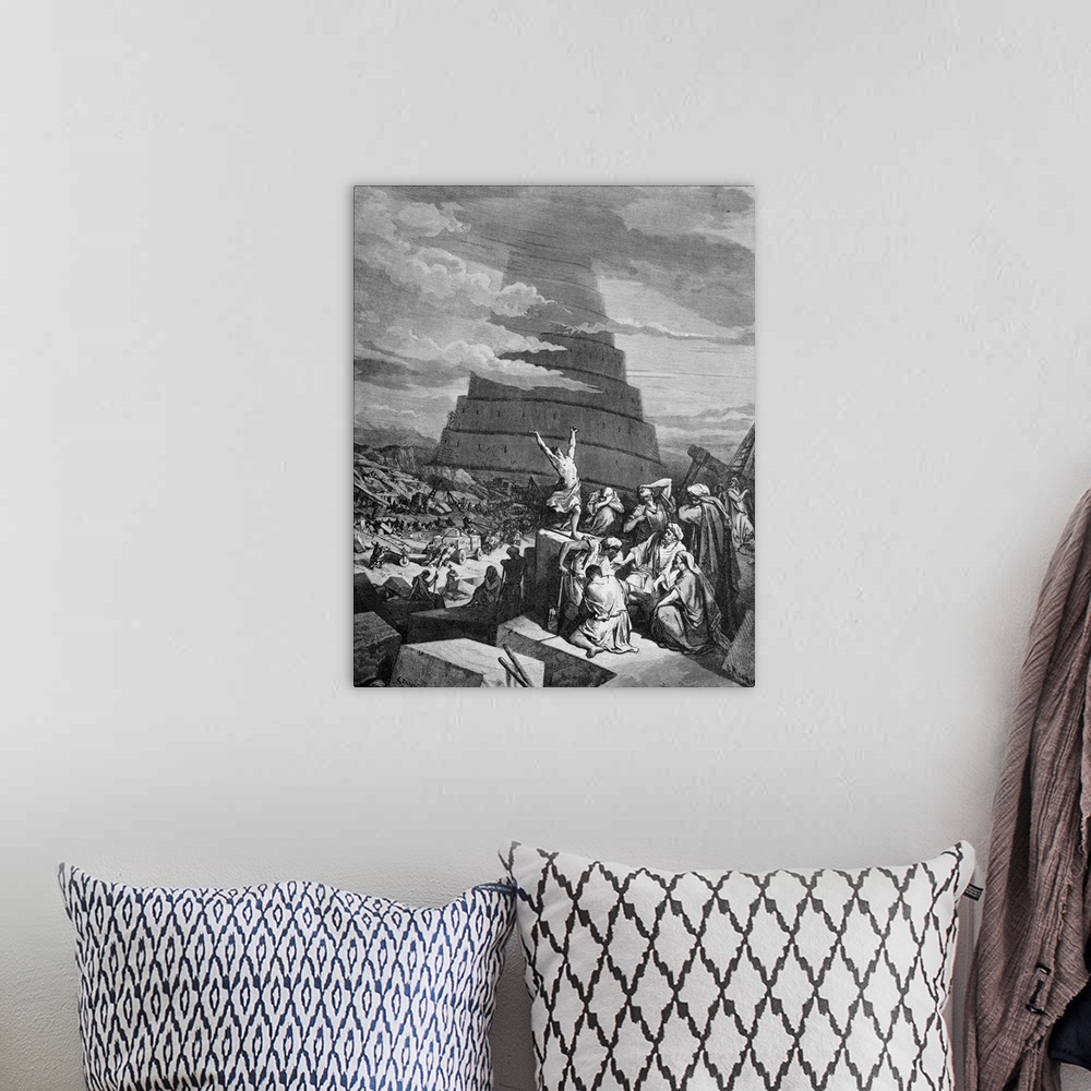 A bohemian room featuring Tower of Babel by Gustave Dore