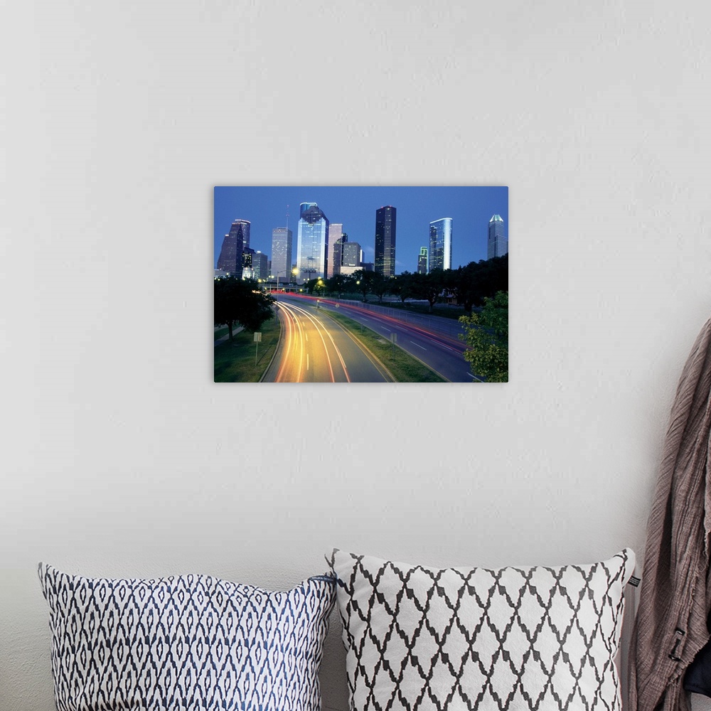 A bohemian room featuring Traffic on the road at night, Allen Parkway, Houston, Texas, USA