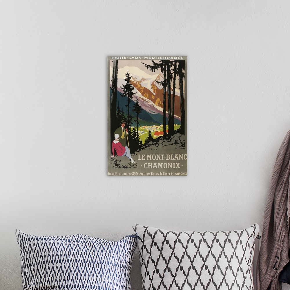 A bohemian room featuring Travel Poster for Chamonix
