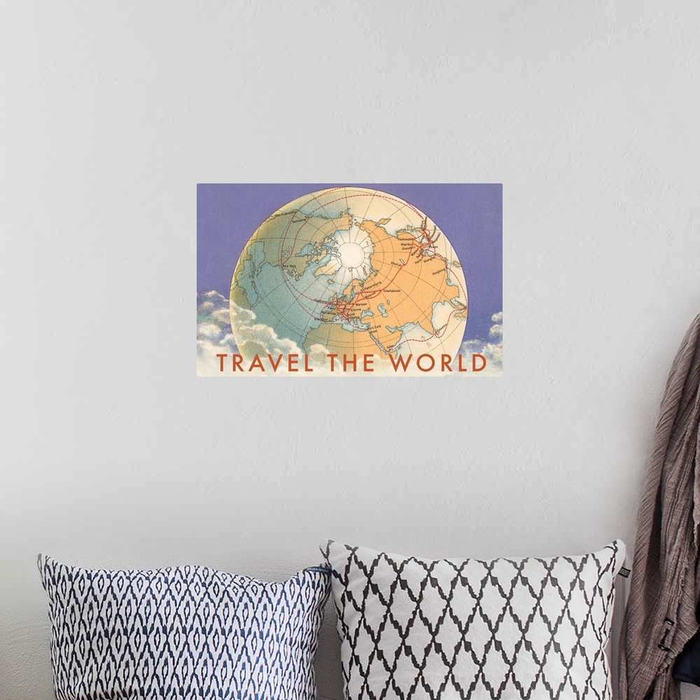 A bohemian room featuring Travel the World, Globe with Routes
