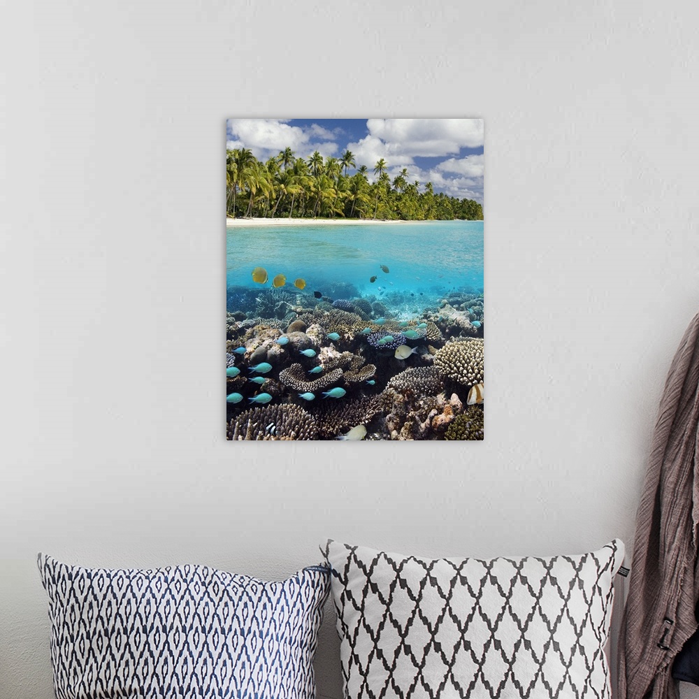A bohemian room featuring Tropical Lagoon in South Ari Atoll in the Maldives in the Indian Ocean (digital composite).