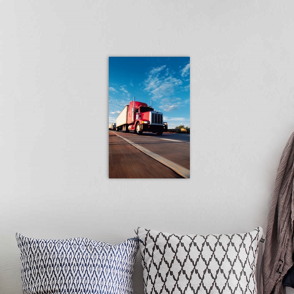 A bohemian room featuring Truck driving on highway