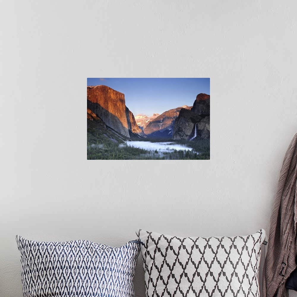 A bohemian room featuring Classic viewpoint of Yosemite National Park at Tunnel View. This spot good to watch sunset light ...