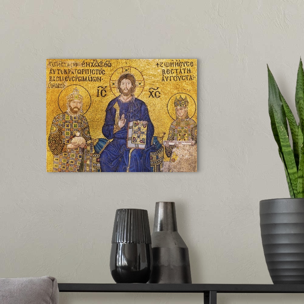 A modern room featuring Turkey, Istanbul, Haghia Sophia Mosque, Mosaic of Christ with kings