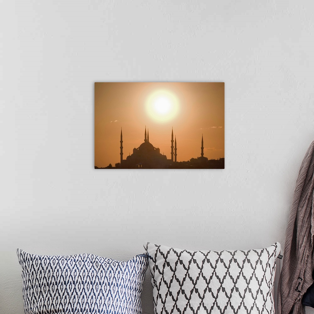 A bohemian room featuring Turkey, Istanbul, silhouette of Suleymaniye mosque at sunset