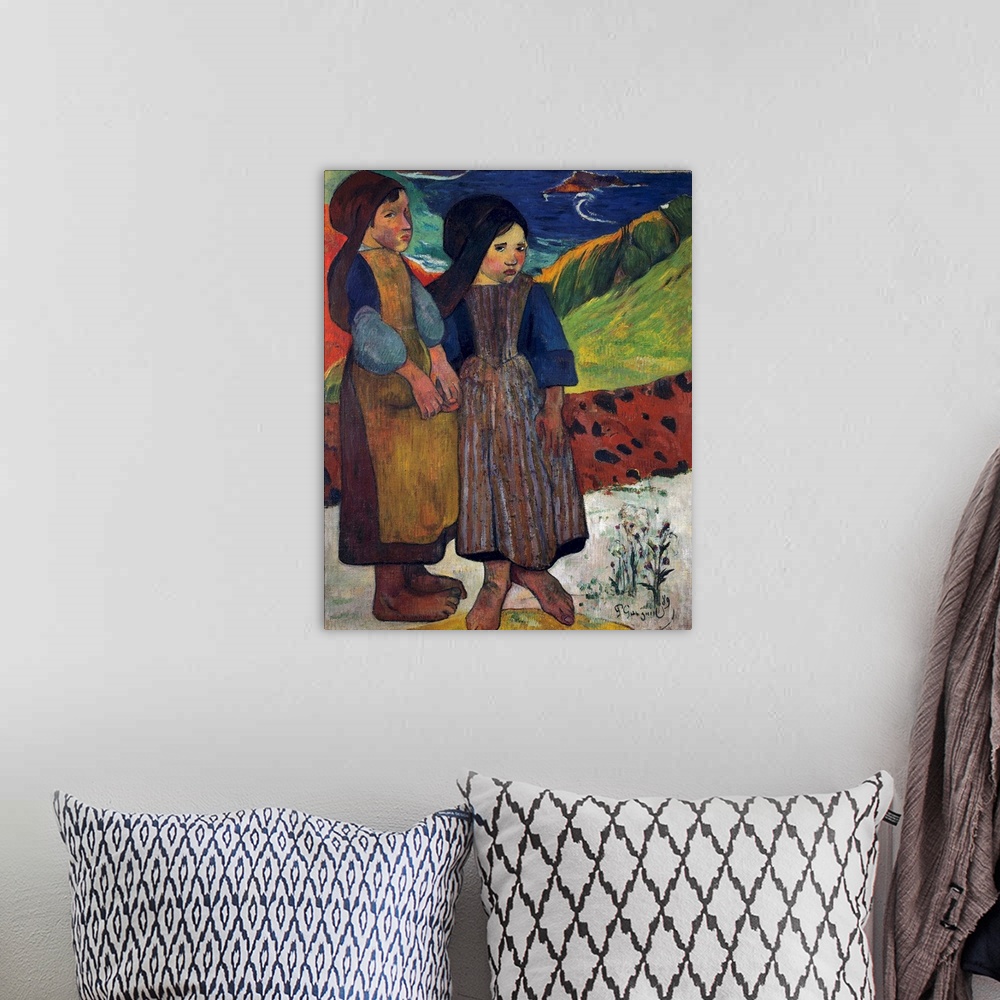 A bohemian room featuring Two Breton girls by the sea. Painting by Paul Gauguin (1848-1903) 1889. 0,92 X 0,73 m. National M...