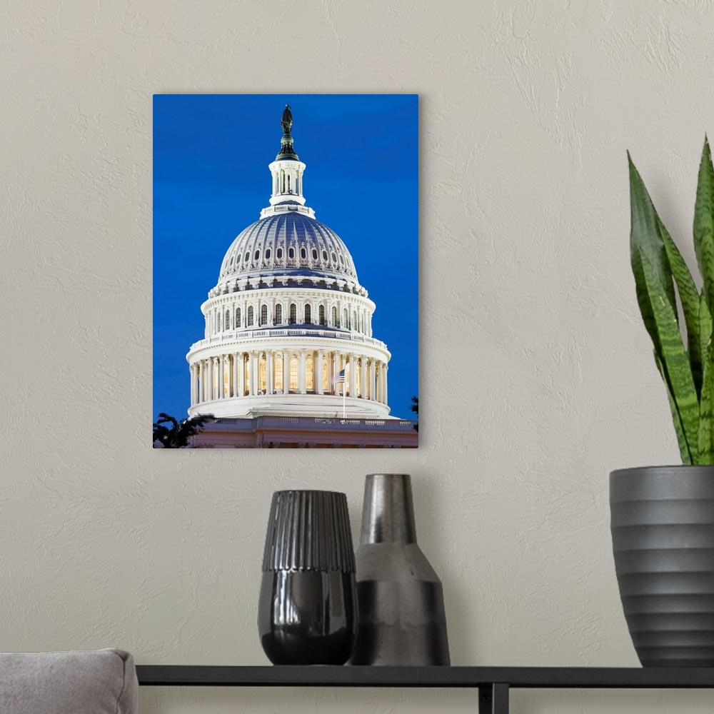 A modern room featuring U.S. Capitol Dome
