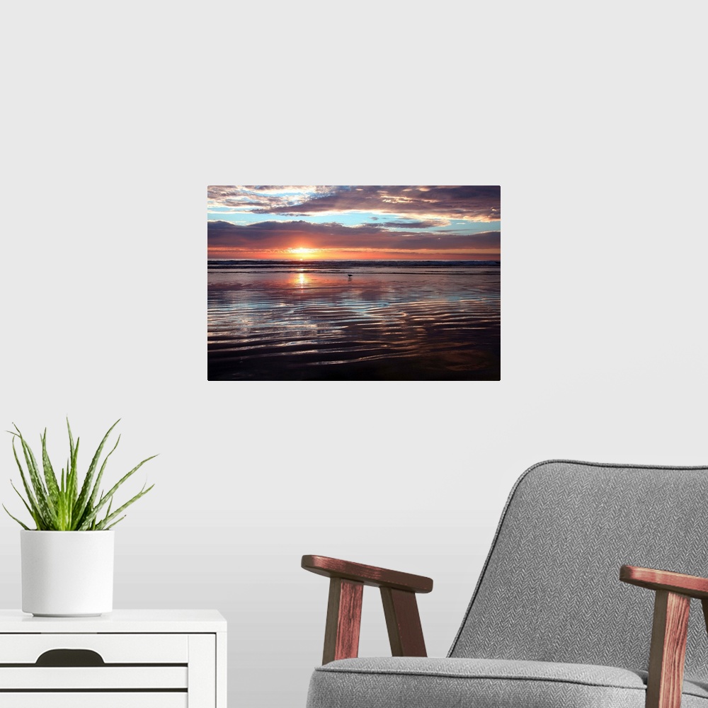 A modern room featuring USA, California, Morro Strand State Beach, Sunset over the ocean