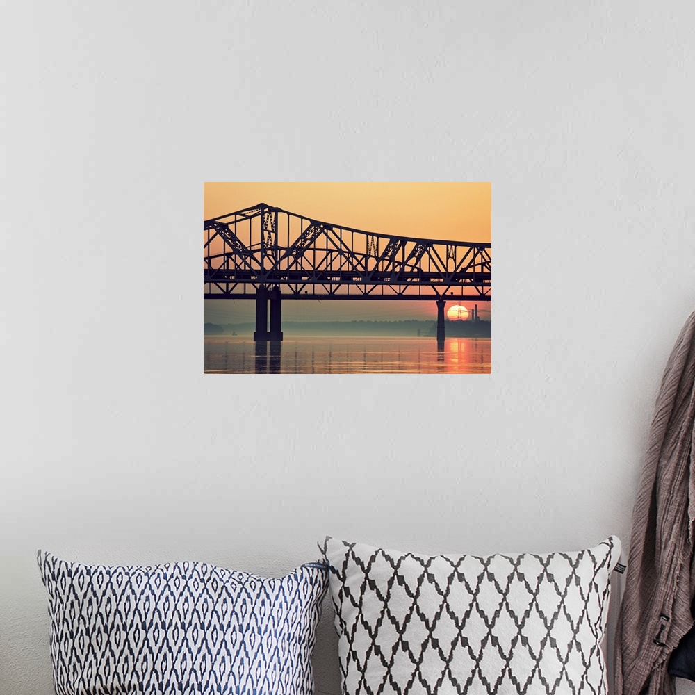 A bohemian room featuring USA, Kentucky, Louisville, Sunrise by Ohio River