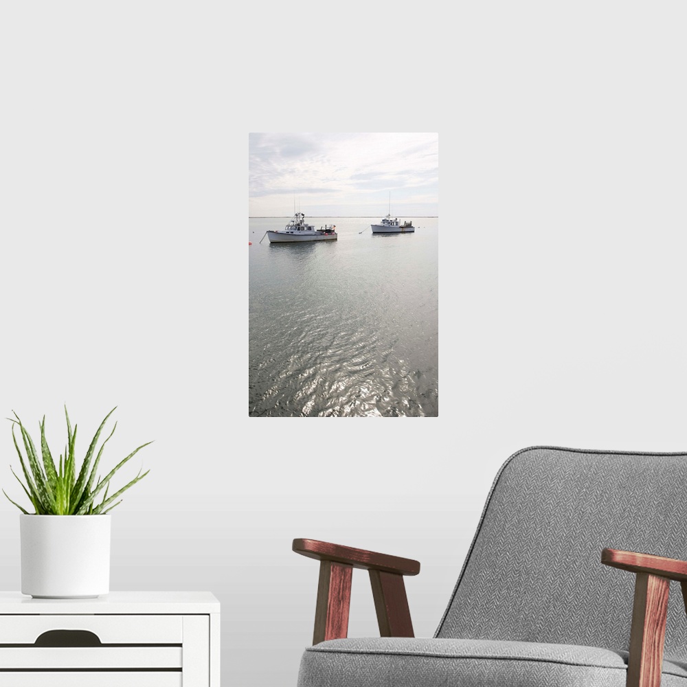 A modern room featuring USA, Massachusetts, moored fishing boats