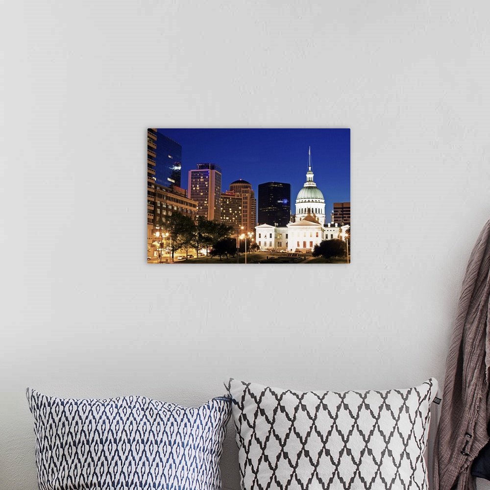 A bohemian room featuring USA, Missouri, St Louis,  Old courthouse illuminated at night