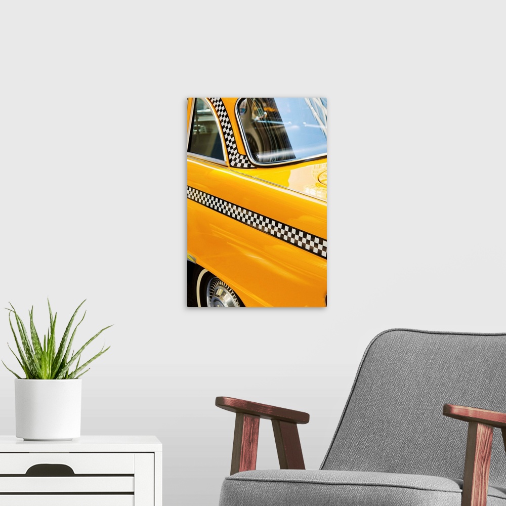 A modern room featuring USA, New York State, New York City, Antique taxi