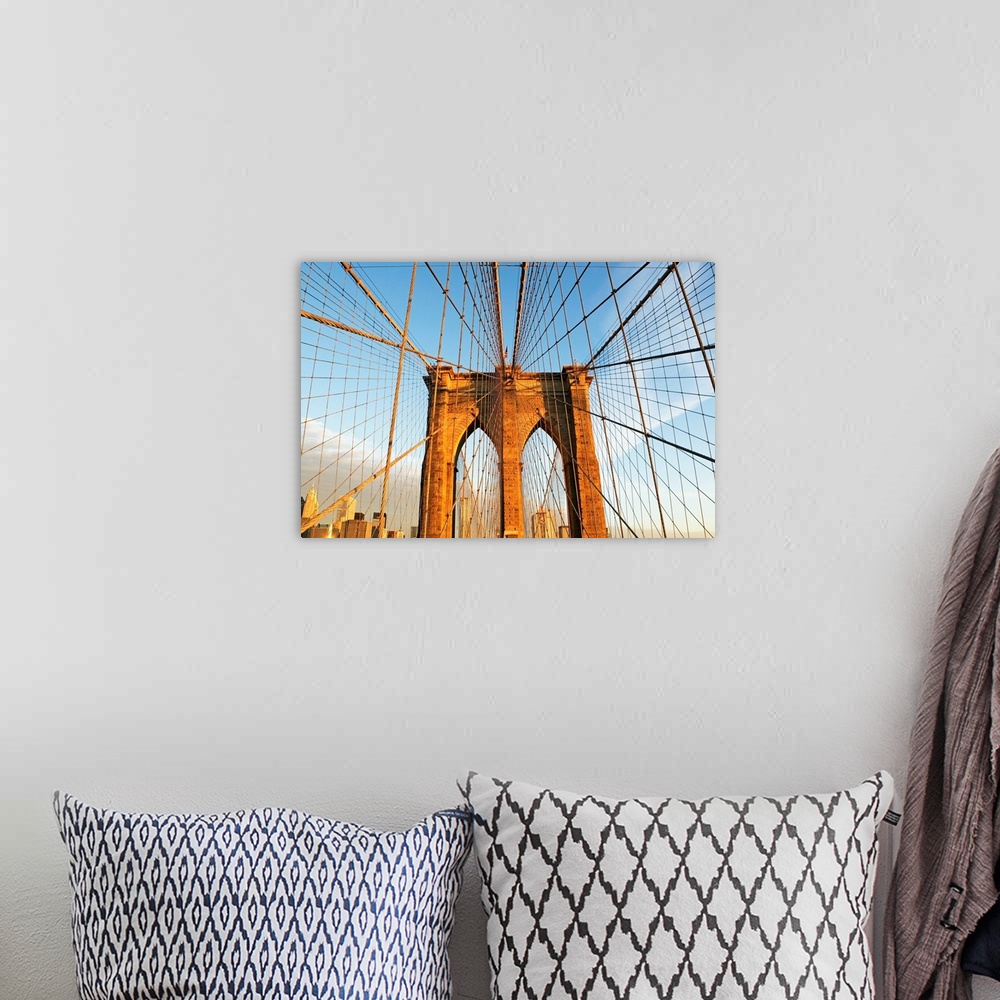 A bohemian room featuring Giant photograph displays a view within a landmark overpass found in the Northeastern United Stat...